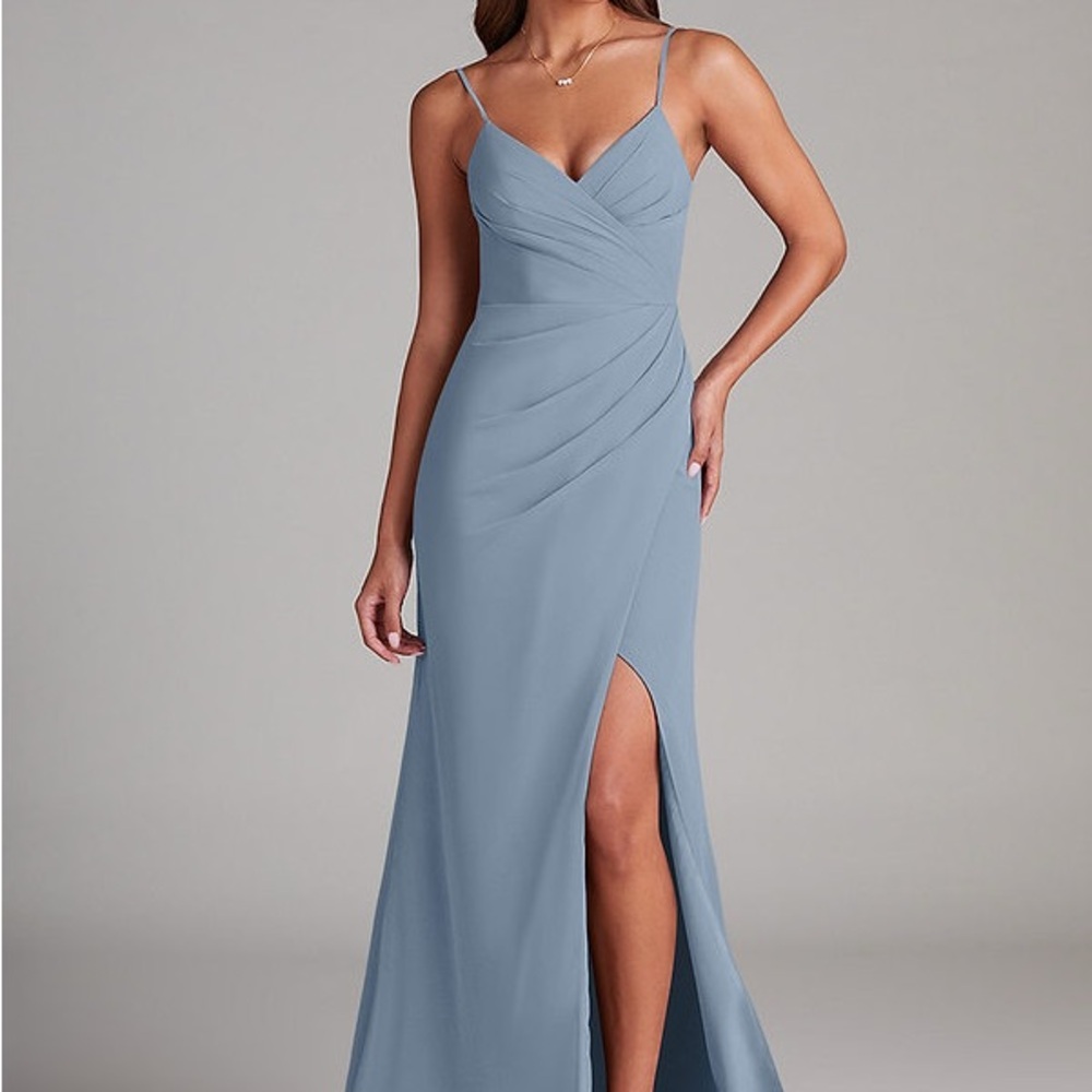 Azazie Maci Dusty Blue Bridesmaid Dress